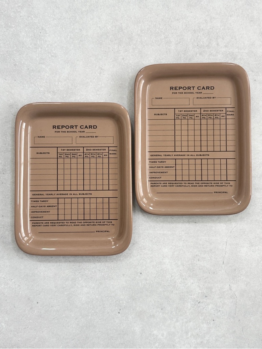 Fishs Eddy Report Card Trinket Dish | Set of 2 | Teacher Gift Vintage Style